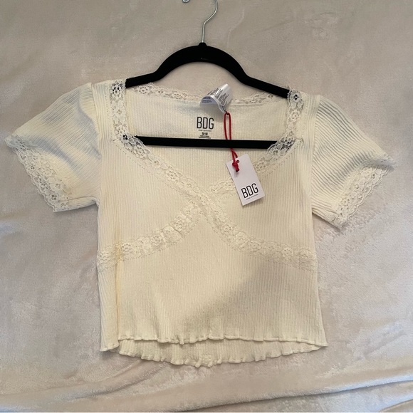 BDG Urban Outfitters London Womens Cross Lace Baby Tee size medium NWT - Picture 12 of 13
